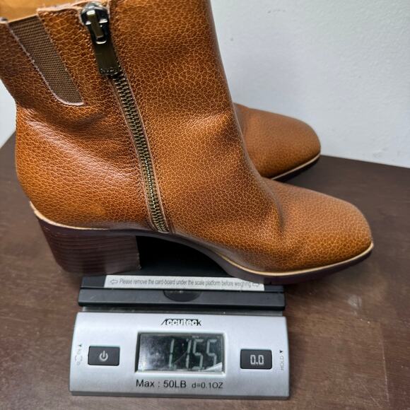 NYDJ Women’s Brown Arianna Leather Ankle Boots Size 6.5M Block Heel Square Toe - Picture 9 of 9